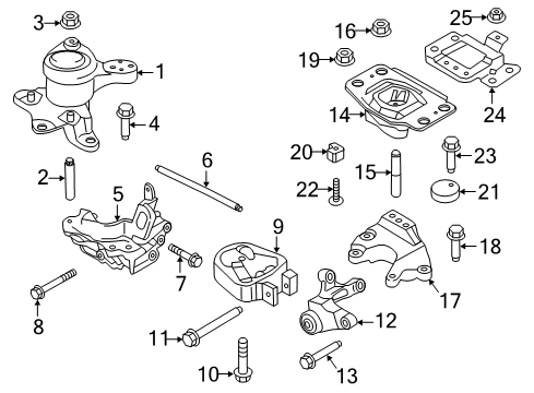 2020 Ford Fusion Engine & Trans Mounting Mount Bracket Bolt Diagram for -W715434-S439