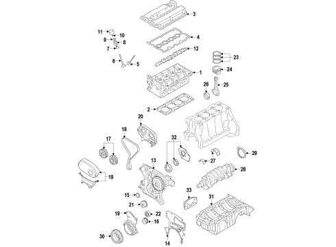 2009 Saturn Astra Engine Parts, Mounts, Cylinder Head & Valves, Camshaft & Timing, Oil Pan, Oil Pump, Crankshaft & Bearings, Pistons, Rings & Bearings Piston Asm Diagram for 25192330