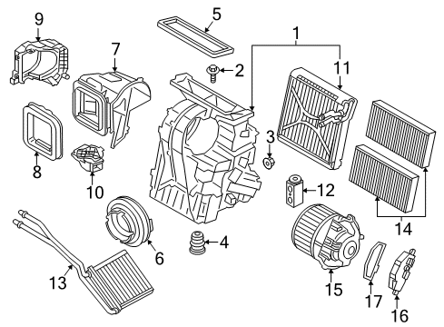 2017 BMW i3 A/C Evaporator & Heater Components Hex Bolt Diagram for 07149267754