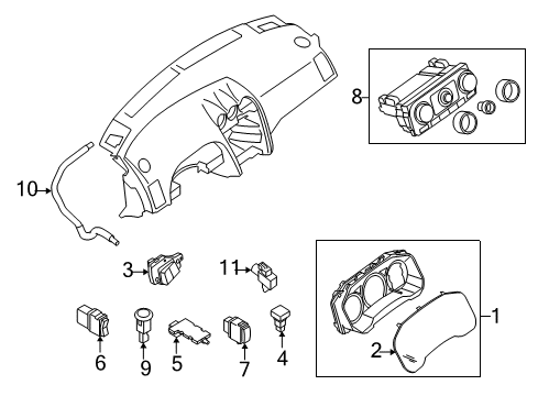 2008 Nissan Altima Cluster & Switches, Instrument Panel Control Assembly Diagram for 27515-JA000