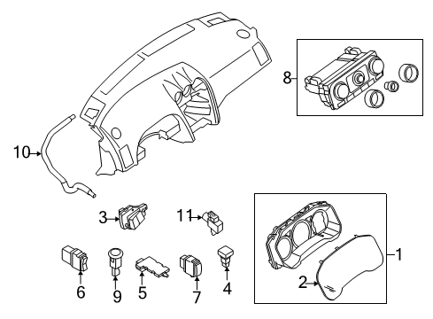 2010 Nissan Altima Instruments & Gauges Speedometer Instrument Cluster Diagram for 24810-ZX20A