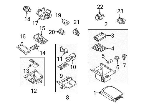 2012 Ford Taurus Center Console Armrest Diagram for AG1Z-5406024-BB