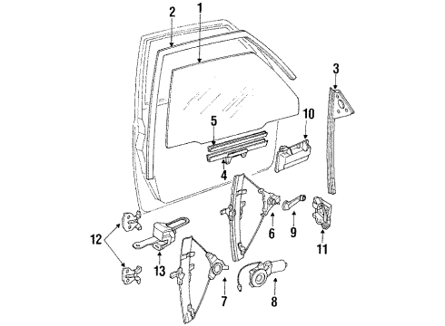 1991 Hyundai Sonata Front Door - Glass & Hardware Bezel-Door Inside Handle Diagram for 82611-33001-AQ