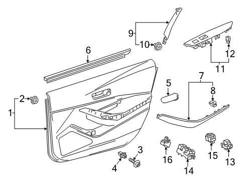 2020 Toyota Corolla Mirrors Door Trim Panel Diagram for 67620-02W00-C7