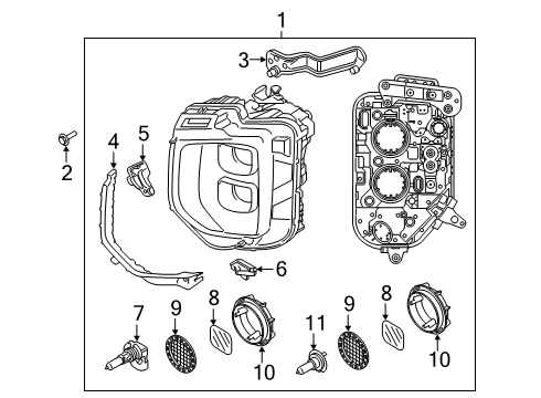 2020 Hyundai Palisade Bulbs Bracket-H/LAMP MTG SUPT, RH Diagram for 92158-S8000