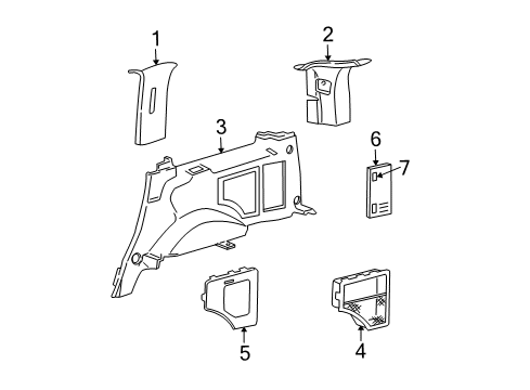 2000 Ford Expedition Interior Trim - Quarter Panels Quarter Trim Panel Diagram for YL1Z7831013CAC