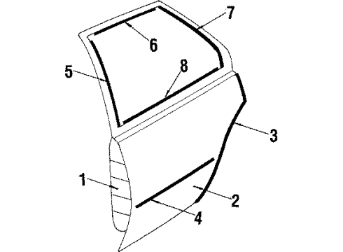 1986 Chevrolet Cavalier Rear Door Weatherstrip Asm-Rear Side Door Diagram for 22635799