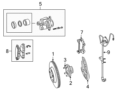 2008 Chrysler 300 Front Brakes Front Disc Brake Pad Kit Diagram for 2AMV3558AB
