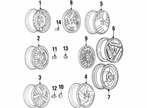 1995 Pontiac Grand Am Wheels, Covers & Trim Wheel Diagram for 9591875