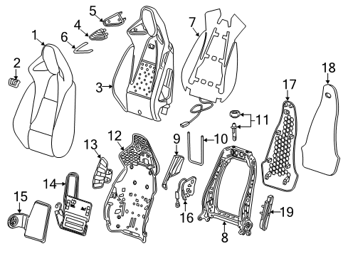 2019 Buick Regal TourX Driver Seat Components Bolster Diagram for 39120684