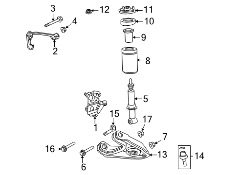 2007 Ford F-150 Front Suspension Components, Lower Control Arm, Upper Control Arm, Stabilizer Bar, Locking Hub Knuckle Diagram for 7L3Z-3106-A