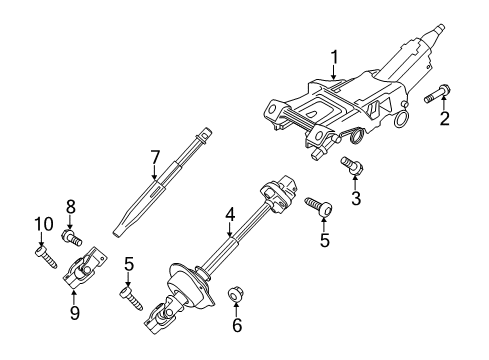 2022 Ford Mustang Steering Column Assembly Column Assembly Diagram for GR3Z-3C529-J