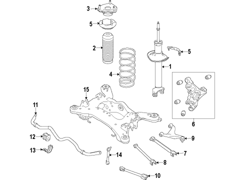 2018 Infiniti Q50 Rear Suspension Components, Lower Control Arm, Upper Control Arm, Stabilizer Bar Insulator Assy Shock Absorber Diagram for 55320-1MA0A