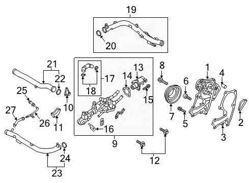 2017 Genesis G90 Powertrain Control Pipe Assembly-Water Inlet Diagram for 25460-3L200