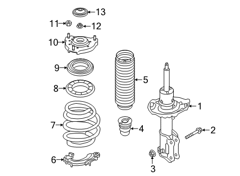 2020 Hyundai Elantra GT Struts & Components - Front Strut Assembly, Front, Right Diagram for 54661-G3NB0