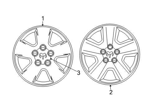 2007 Dodge Caliber Wheel Covers & Trim Wheel Cover Diagram for 5105631AA