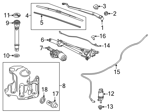 2018 Chevrolet Malibu Wiper & Washer Components Washer Hose Diagram for 84112876