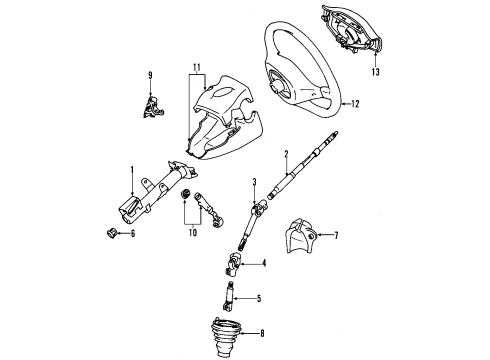 2001 Toyota Echo Steering Column & Wheel, Steering Gear & Linkage Coupling Diagram for 45209-52020