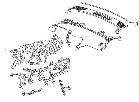 2020 GMC Terrain Cluster & Switches, Instrument Panel Upper Dash Panel Diagram for 84489884