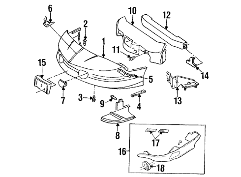 Diagram for 1996 Pontiac Firebird Front Bumper 