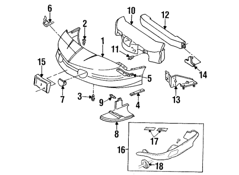 1996 Pontiac Firebird Front Bumper Bumper Cover Diagram for 10242397