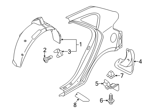 2013 Kia Forte Exterior Trim - Quarter Panel Guard Assembly-Rear Wheel Diagram for 868221M500