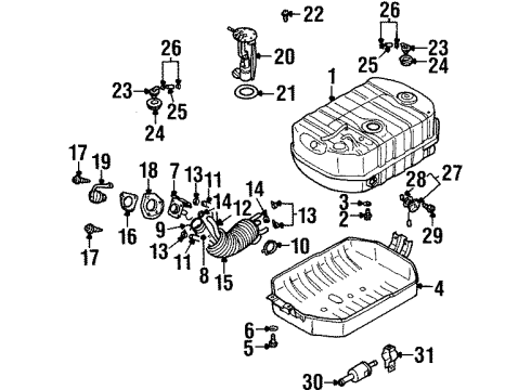 2000 Isuzu VehiCROSS Fuel Supply Clip, Hose Connector Diagram for 1-09704-106-0