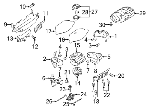2012 Nissan 370Z Interior Trim - Rear Body Spare Tire Components (Spare wheel clamp assembly) Diagram for 74810-JY02A