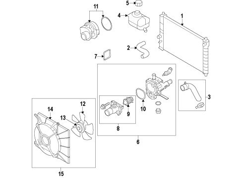 2009 Pontiac G3 Cooling System, Radiator, Water Pump, Cooling Fan Blower Asm, Engine Cooling Diagram for 93744898