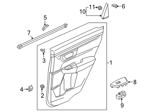 2017 Honda CR-V Rear Door Weatherstrip, L. RR. Door (Inner) Diagram for 72875-TLA-A01