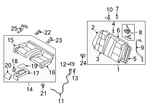 2007 Infiniti G35 Rear Seat Components Nut Diagram for 80497-AR000