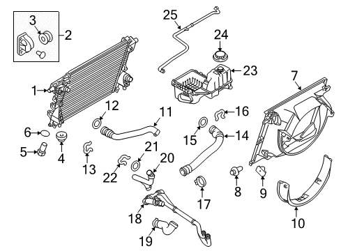 2013 Ford F-350 Super Duty Radiator & Components Radiator Upper Insulator Diagram for 7C3Z-8125-A