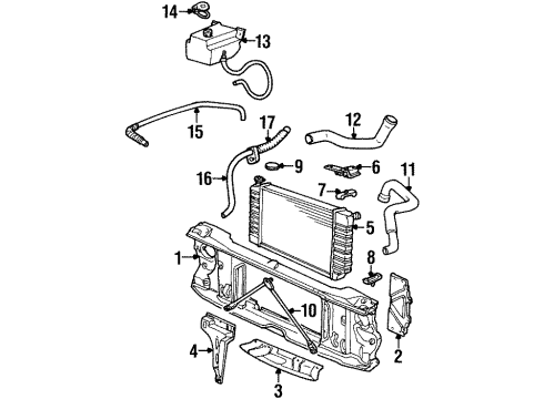 1994 GMC C1500 Radiator & Components, Radiator Support Radiator Diagram for 89018624