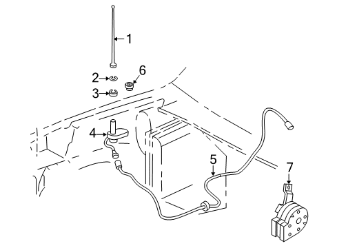 2001 GMC Jimmy Antenna & Radio, Horn Nut-Mast Antenna *Black Diagram for 22549794