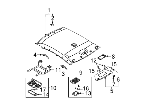 2005 Nissan Altima Interior Trim - Roof Lamp Assembly-Room Diagram for 26410-6Z512