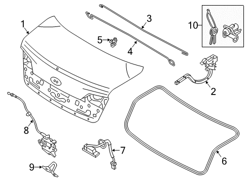 2014 Kia Cadenza Trunk Lid Weather Strip-Trunk Diagram for 873213R510