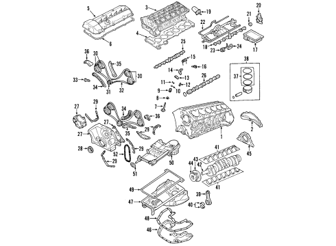 2005 BMW 760Li Engine Parts, Mounts, Cylinder Head & Valves, Camshaft & Timing, Variable Valve Timing, Oil Cooler, Oil Pan, Oil Pump, Crankshaft & Bearings, Pistons, Rings & Bearings Hub Diagram for 11237510626