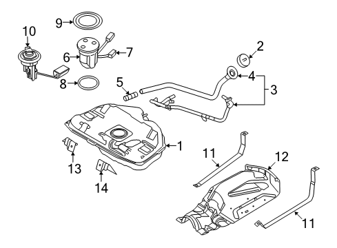 2009 Mercury Milan Fuel Supply Fuel Pump Diagram for 8E5Z-9H307-S