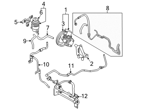 2005 Kia Sportage P/S Pump & Hoses, Steering Gear & Linkage Tube Assembly-Oil Cooler Diagram for 575501F000