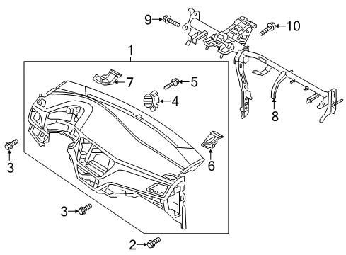 2022 Hyundai Accent Cluster & Switches, Instrument Panel Plate-Push Button Switch Guide Diagram for 84737-J0000