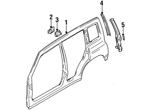 1998 Chevrolet Tracker Quarter Panel & Components, Exterior Trim HOUSING, Fuel Door & Body Side Diagram for 30012253