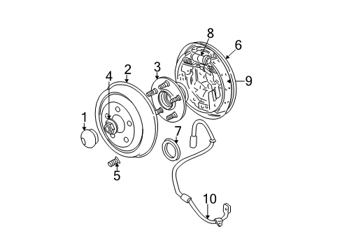 2005 Chrysler PT Cruiser Brake Components Plate-Brake Backing Diagram for 5114507AA