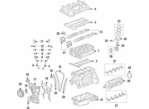 2018 Chevrolet Volt Engine Parts, Mounts, Cylinder Head & Valves, Camshaft & Timing, Oil Pan, Oil Pump, Crankshaft & Bearings, Pistons, Rings & Bearings, Variable Valve Timing Lower Mount Bracket Diagram for 23469747