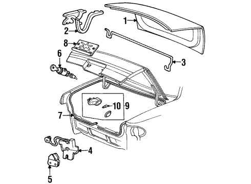1996 Lincoln Continental Trunk Lid Hinge Diagram for F8OZ5442700AA