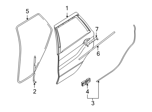 2006 BMW X5 Rear Door Rear Left Window Regulator Diagram for 51357125059