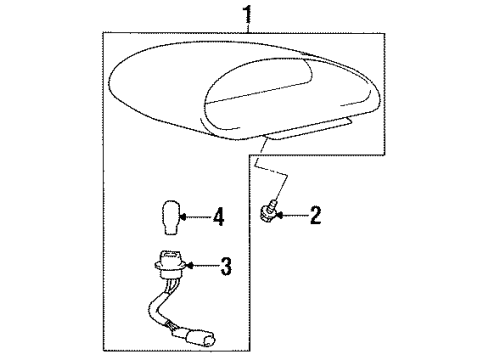 1999 Hyundai Accent Bulbs Lamp Assembly-High Mounted Stop Interior Diagram for 92750-22100-LG