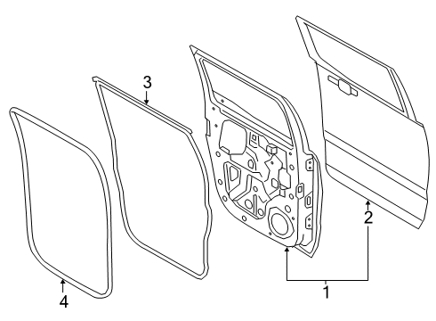 2019 Ford Ranger Rear Door Door Weatherstrip Diagram for AB3Z-26253A11-B