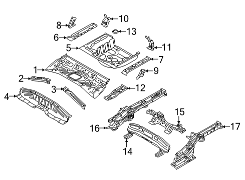 2019 Kia Rio Rear Body - Floor & Rails Support-Rear Floor Side Diagram for 65664H8000