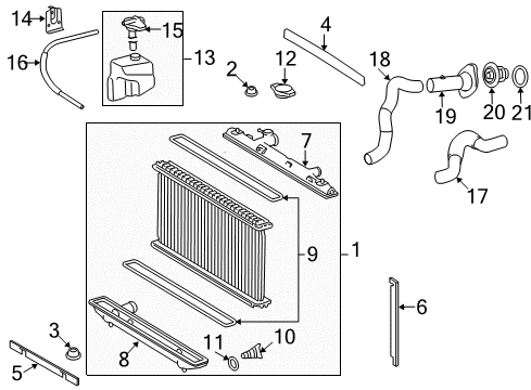 2011 Toyota Camry Radiator & Components Radiator Assembly Diagram for 16400-28641
