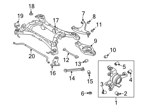 2004 Infiniti M45 Rear Suspension Components, Lower Control Arm, Upper Control Arm, Stabilizer Bar Bush Diagram for 55152-AG000